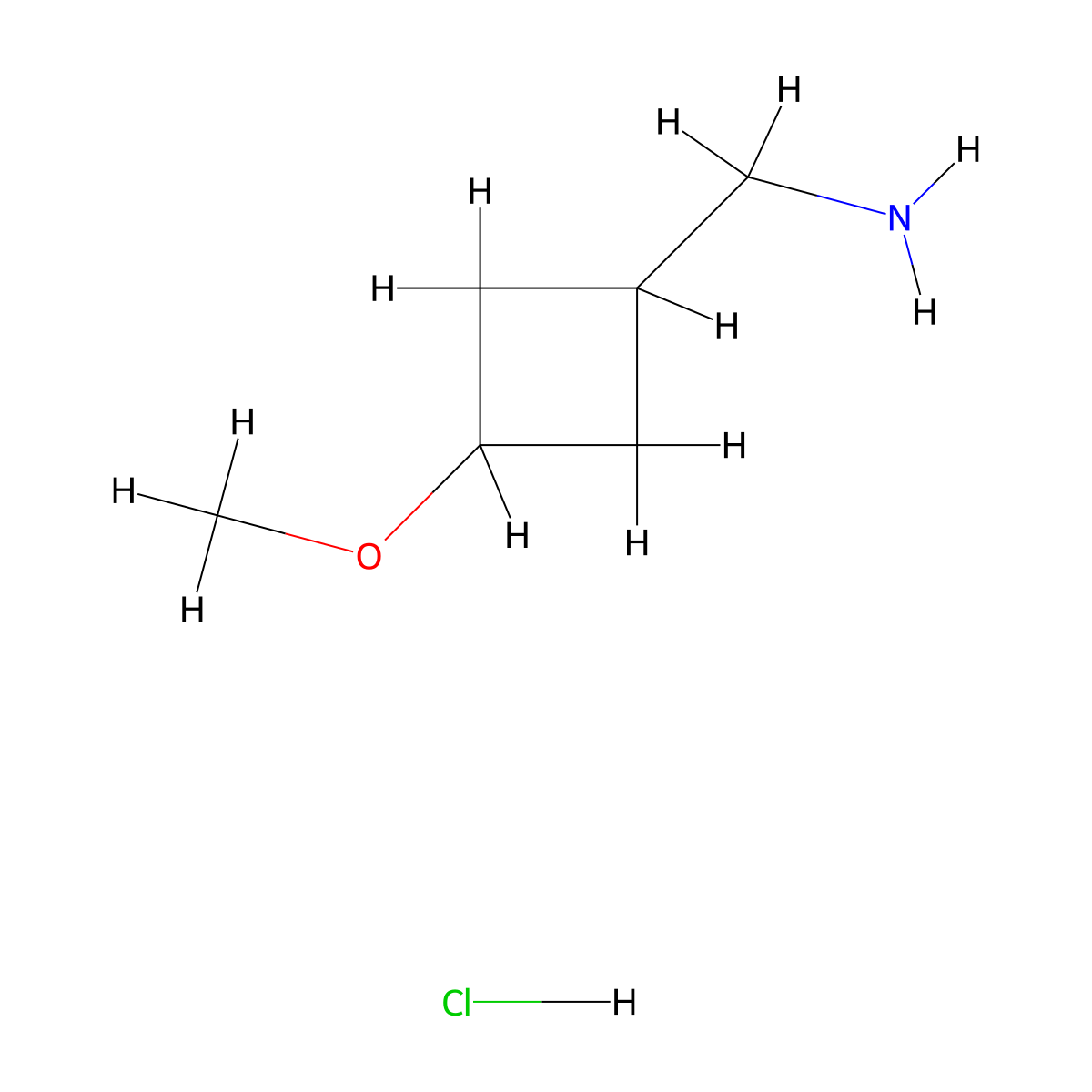 [(1r,3r)-3-Methoxycyclobutyl]methanamine hydrochloride molecular structure, CAS 2044706-13-8