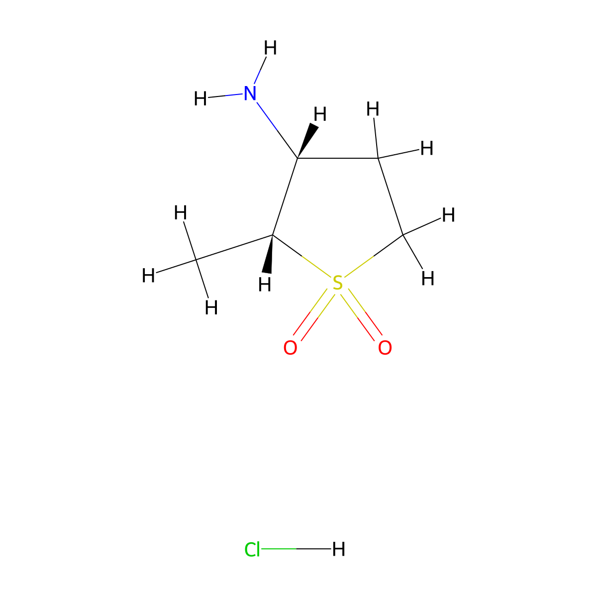rac-(2R,3R)-3-amino-2-methyl-1lambda6-thiolane-1,1-dione hydrochloride, cis molecular structure, CAS 2044706-25-2