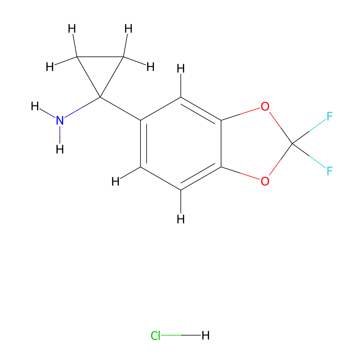 1-(2,2-Difluoro-1,3-dioxaindan-5-yl)cyclopropan-1-amine hydrochloride molecular structure, CAS 2044706-53-6