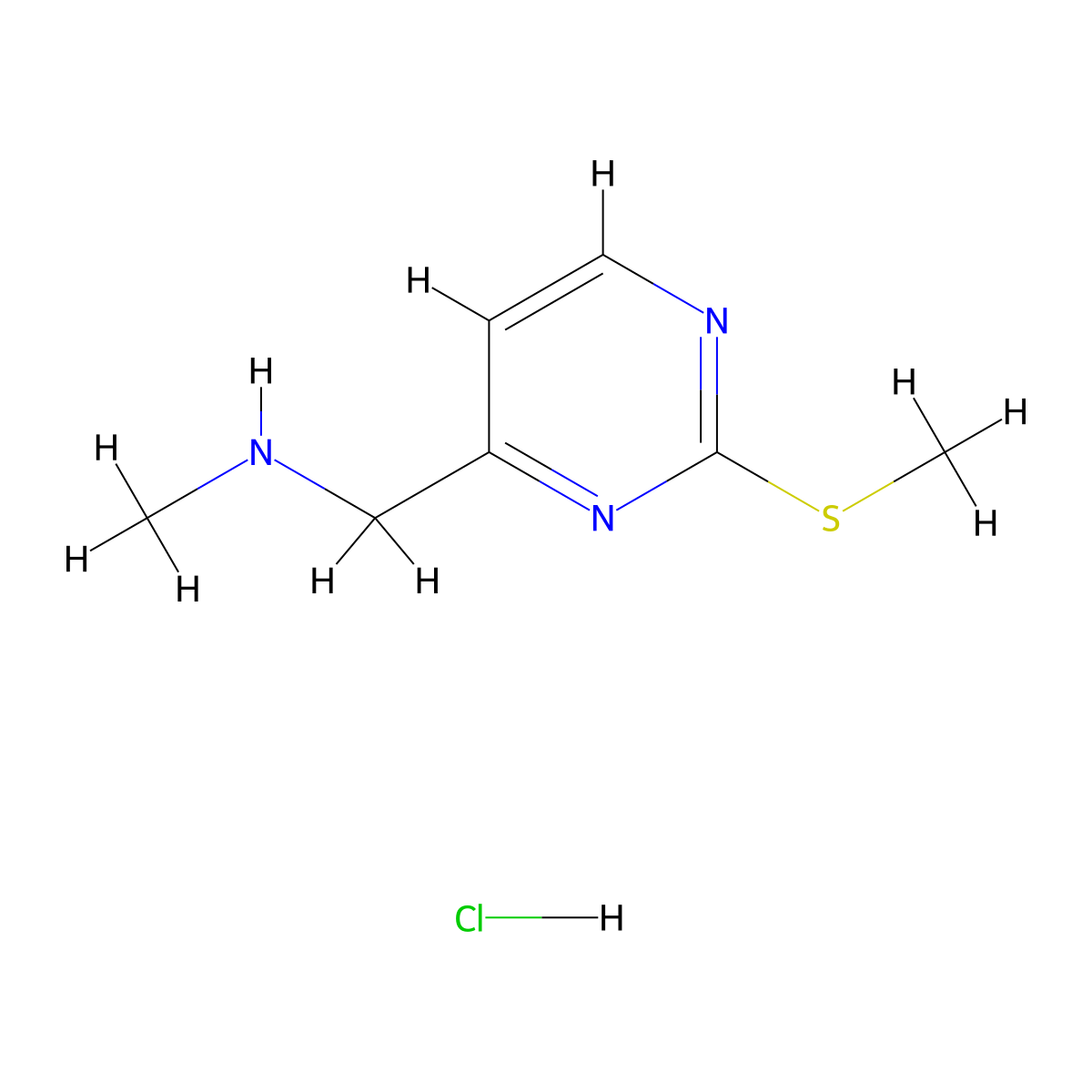 N-Methyl-1-(2-(methylthio)pyrimidin-4-yl)methanamine hydrochloride molecular structure, CAS 2044706-59-2