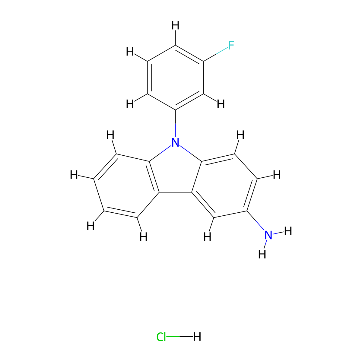 9-(3-Fluorophenyl)-9H-carbazol-3-amine hydrochloride molecular structure, CAS 2044706-72-9