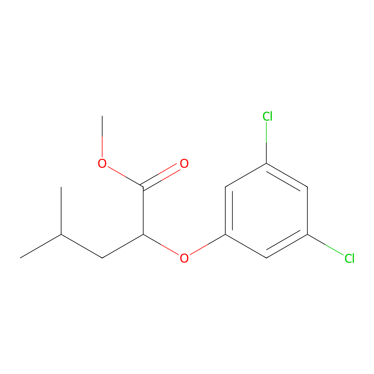 Methyl 2-(3,5-dichlorophenoxy)-4-methylpentanoate molecular structure, CAS 2044706-76-3