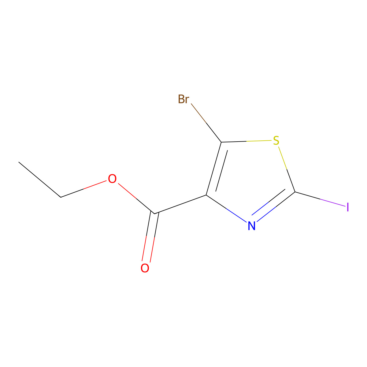 Ethyl 5-bromo-2-iodothiazole-4-carboxylate molecular structure, CAS 2044706-77-4