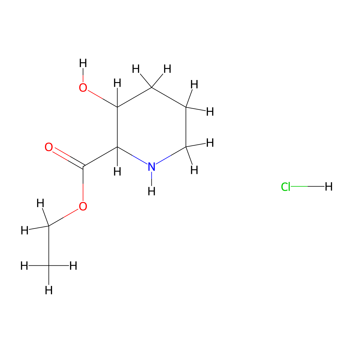 Ethyl 3-Hydroxypiperidine-2-carboxylate Hydrochloride molecular structure, CAS 2044706-87-6