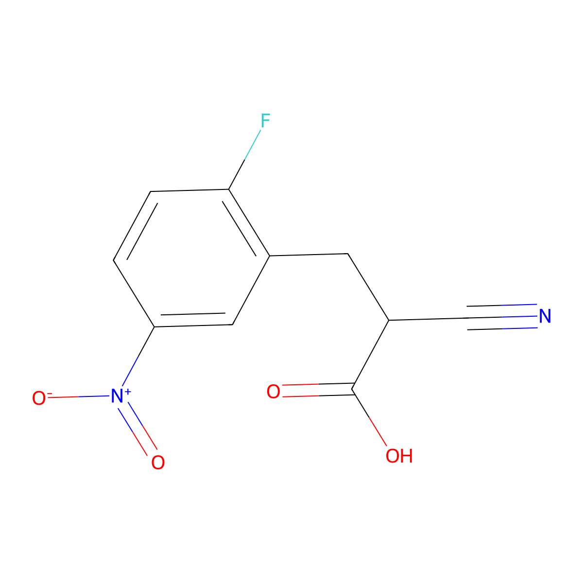 2-Cyano-3-(2-fluoro-5-nitrophenyl)propionic Acid molecular structure, CAS 2044706-88-7