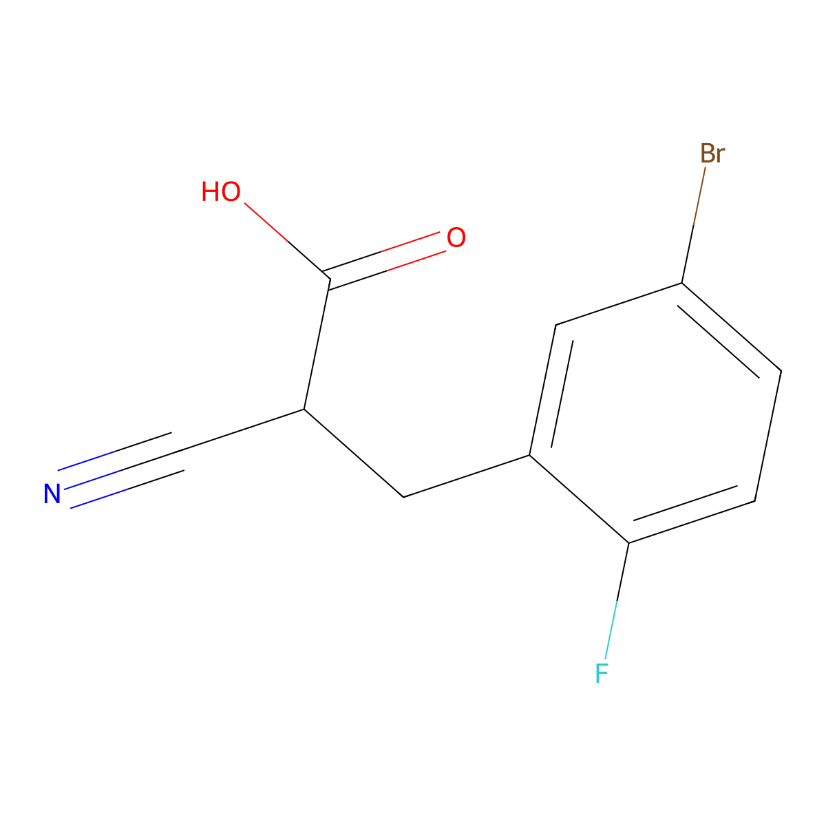 3-(5-Bromo-2-fluorophenyl)-2-cyanopropionic Acid molecular structure, CAS 2044706-91-2
