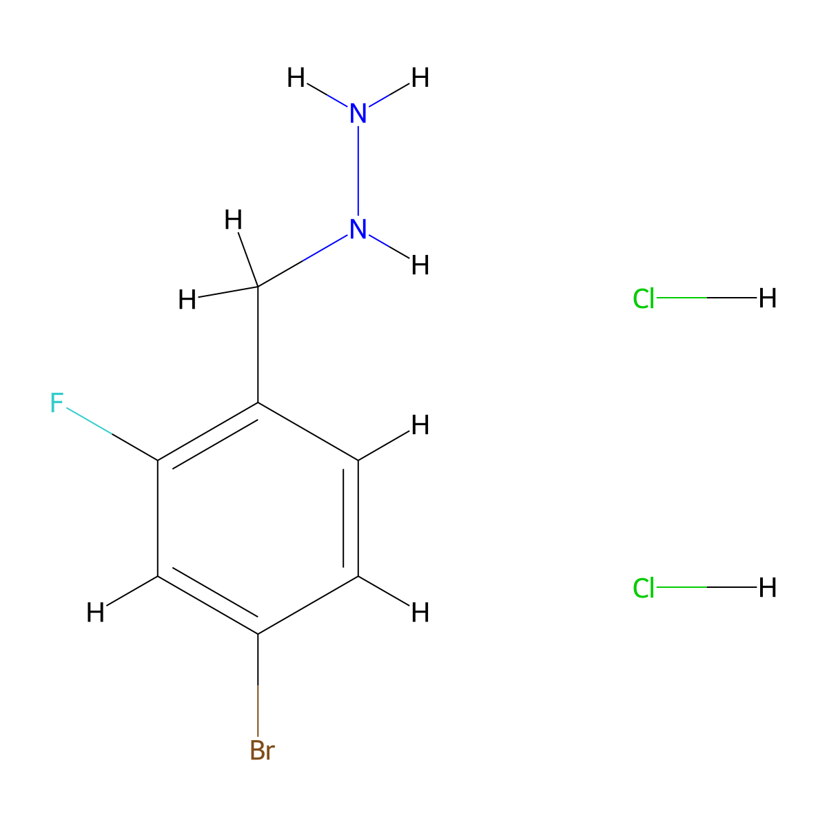 (4-Bromo-2-fluorobenzyl)hydrazine dihydrochloride molecular structure, CAS 2044706-93-4
