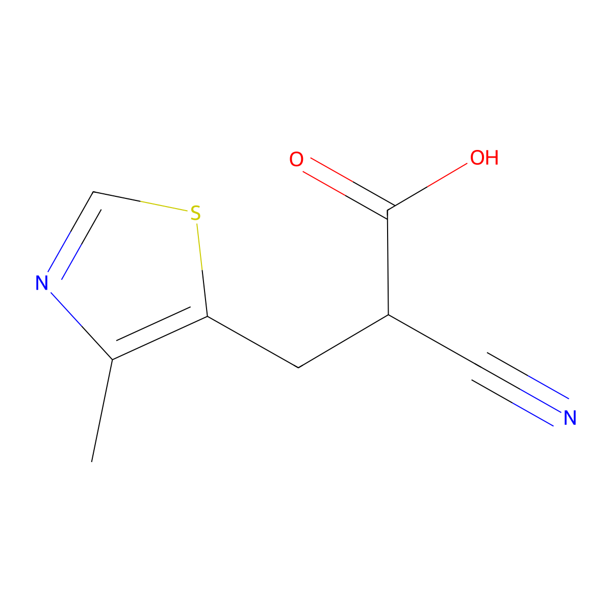 2-Cyano-3-(4-methyl-5-thiazolyl)propanoic Acid molecular structure, CAS 2044707-03-9