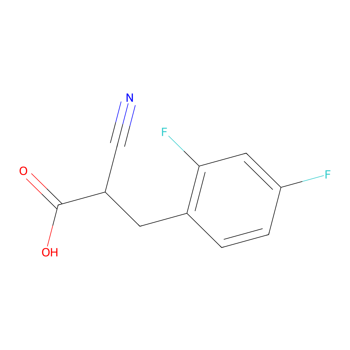 2-Cyano-3-(2,4-difluorophenyl)propionic Acid molecular structure, CAS 2044707-06-2