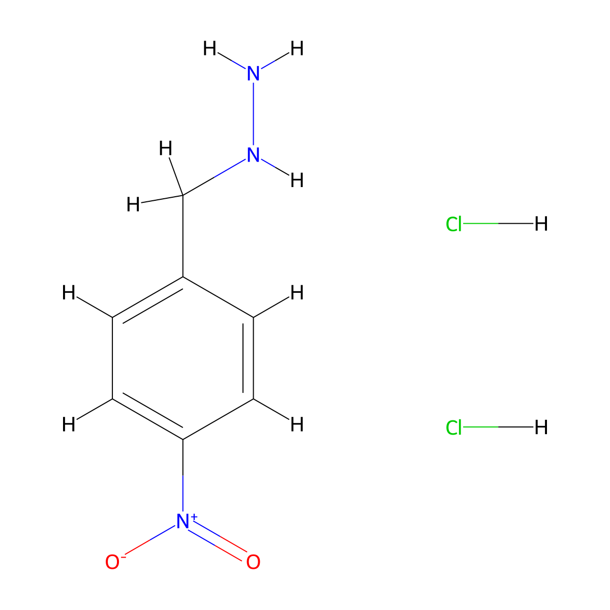 ((4-Nitrophenyl)methyl)hydrazine dihydrochloride molecular structure, CAS 2044707-11-9
