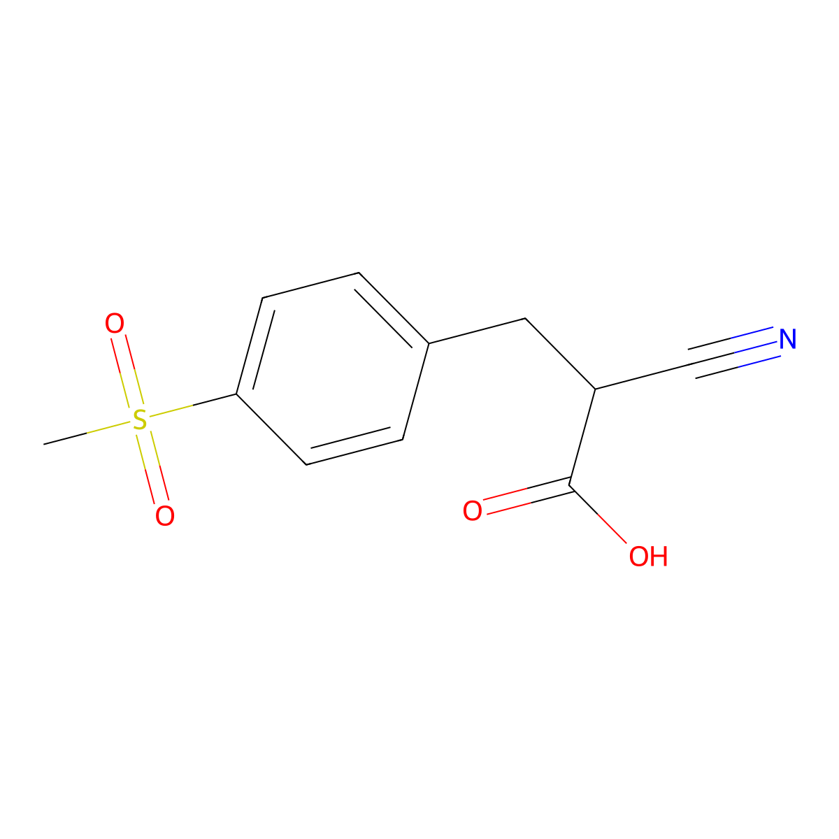 2-Cyano-3-[4-(methylsulfonyl)phenyl]propionic Acid molecular structure, CAS 2044707-13-1
