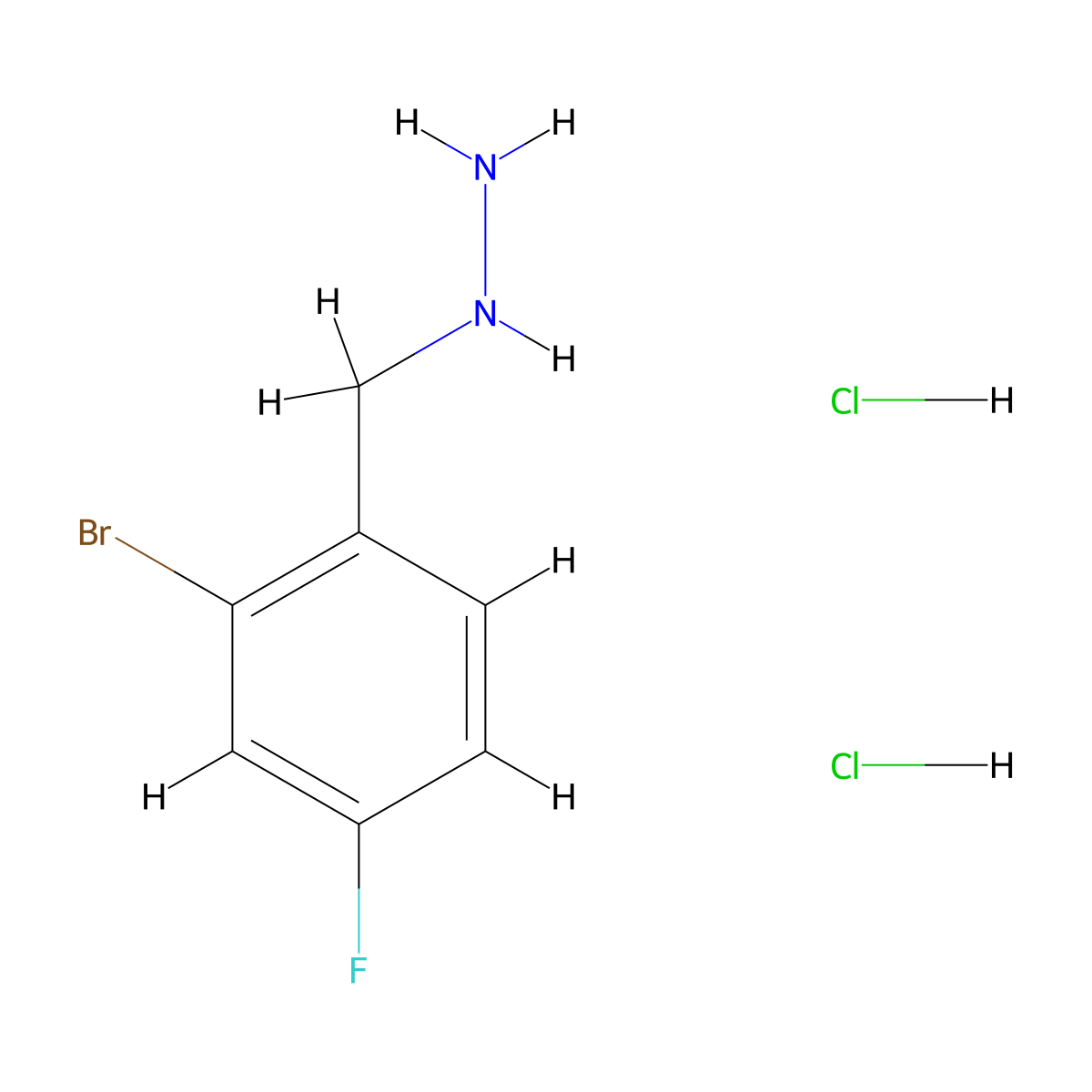 (2-Bromo-4-fluorobenzyl)hydrazine dihydrochloride molecular structure, CAS 2044707-16-4