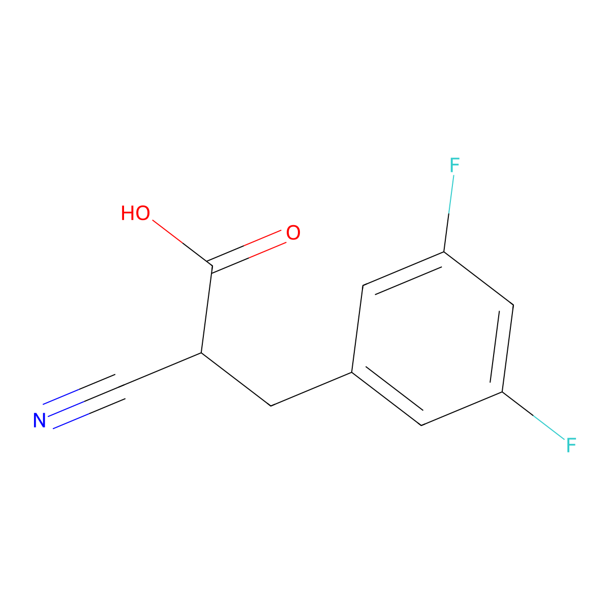 2-Cyano-3-(3,5-difluorophenyl)propionic Acid molecular structure, CAS 2044707-20-0
