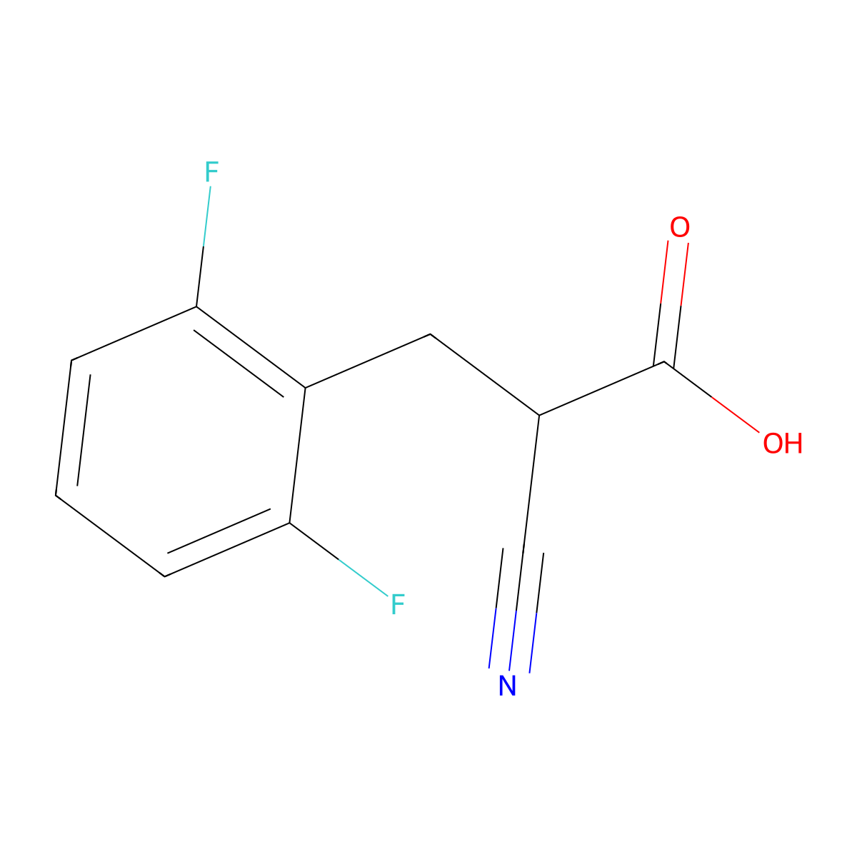 2-Cyano-3-(2,6-difluorophenyl)propionic Acid molecular structure, CAS 2044707-22-2