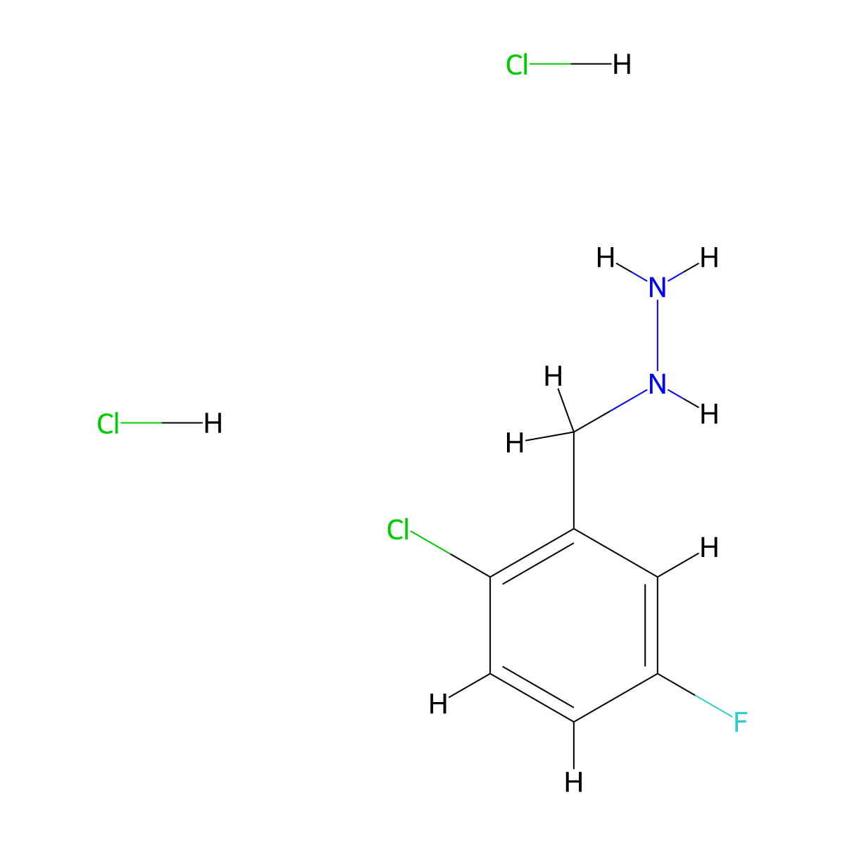 (2-Chloro-5-fluorobenzyl)hydrazine dihydrochloride molecular structure, CAS 2044707-25-5