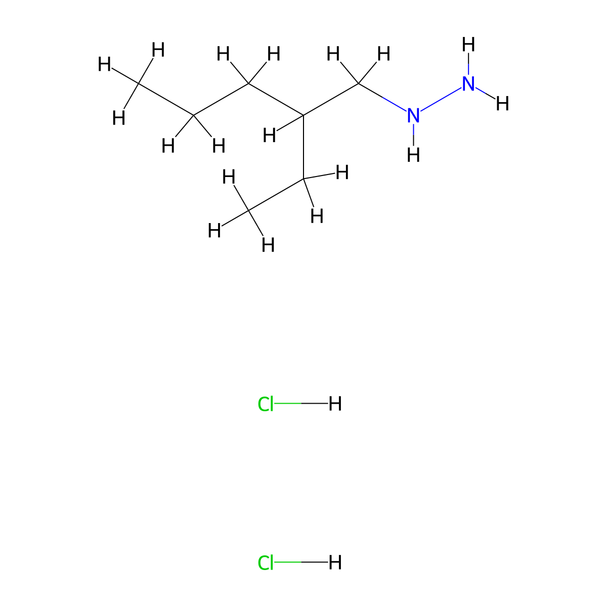 (2-Ethylpentyl)hydrazine dihydrochloride molecular structure, CAS 2044707-26-6