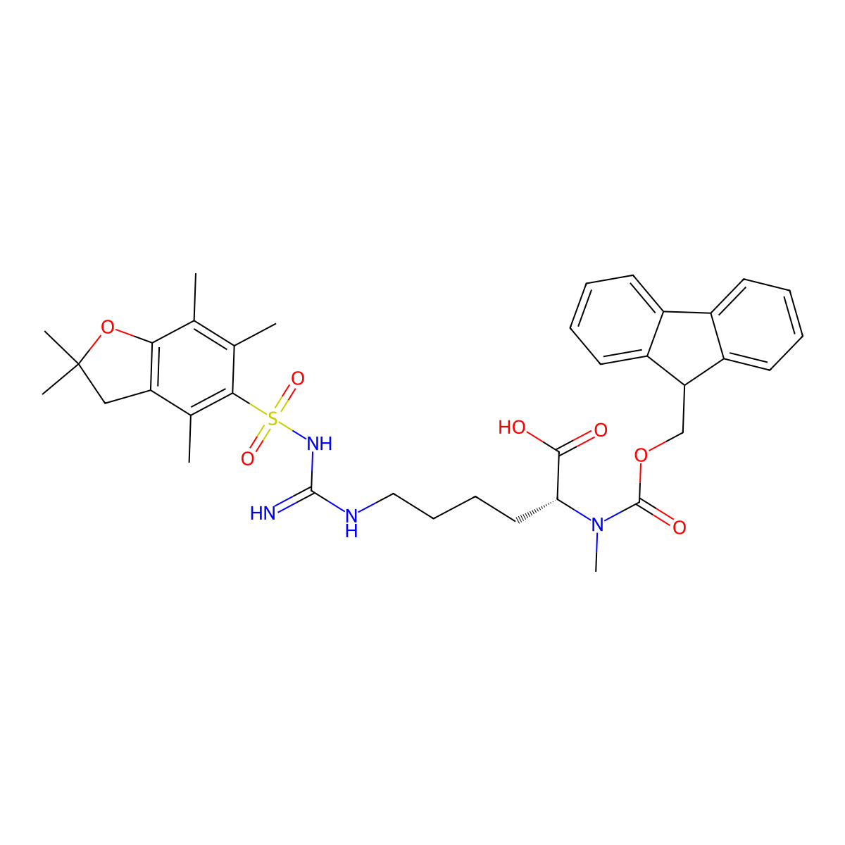 Fmoc-N-Me-D-HoArg(pbf)-OH molecular structure, CAS 2044709-70-6