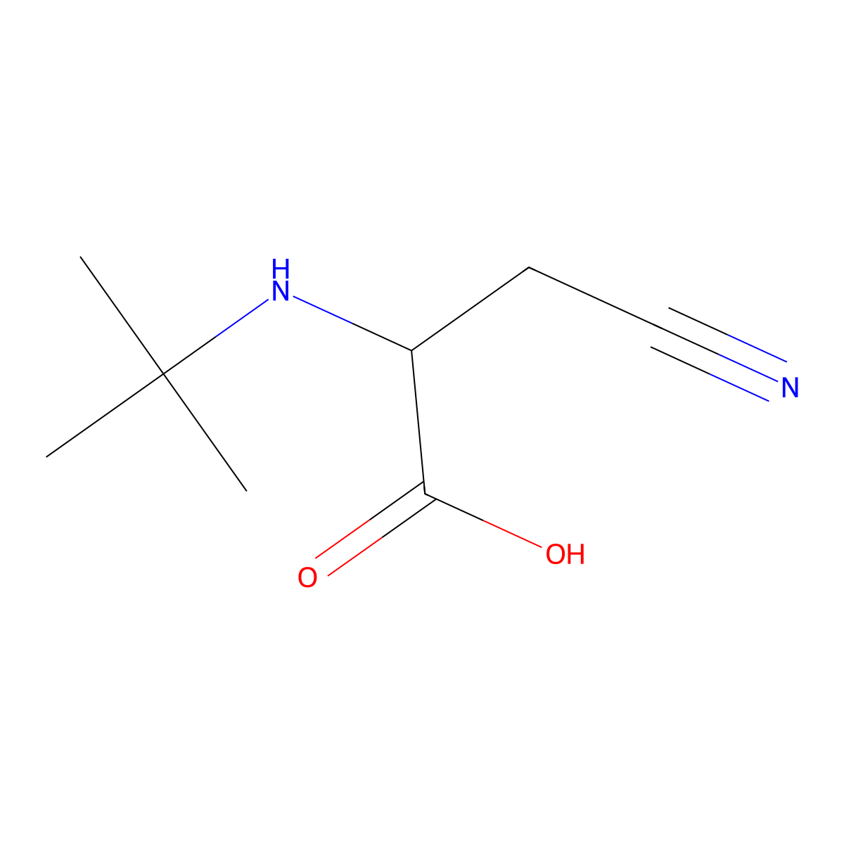 (S)-2-(tert-Butylamino)-3-cyanopropanoic acid molecular structure, CAS 2044709-80-8