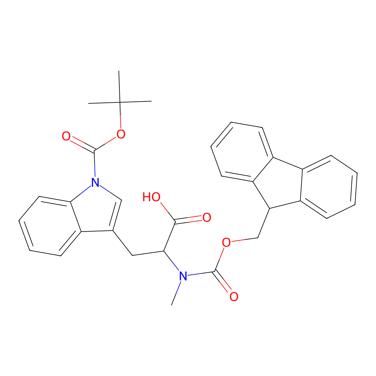 Fmoc-N-Me-D-Trp(Boc)-OH molecular structure, CAS 2044709-90-0