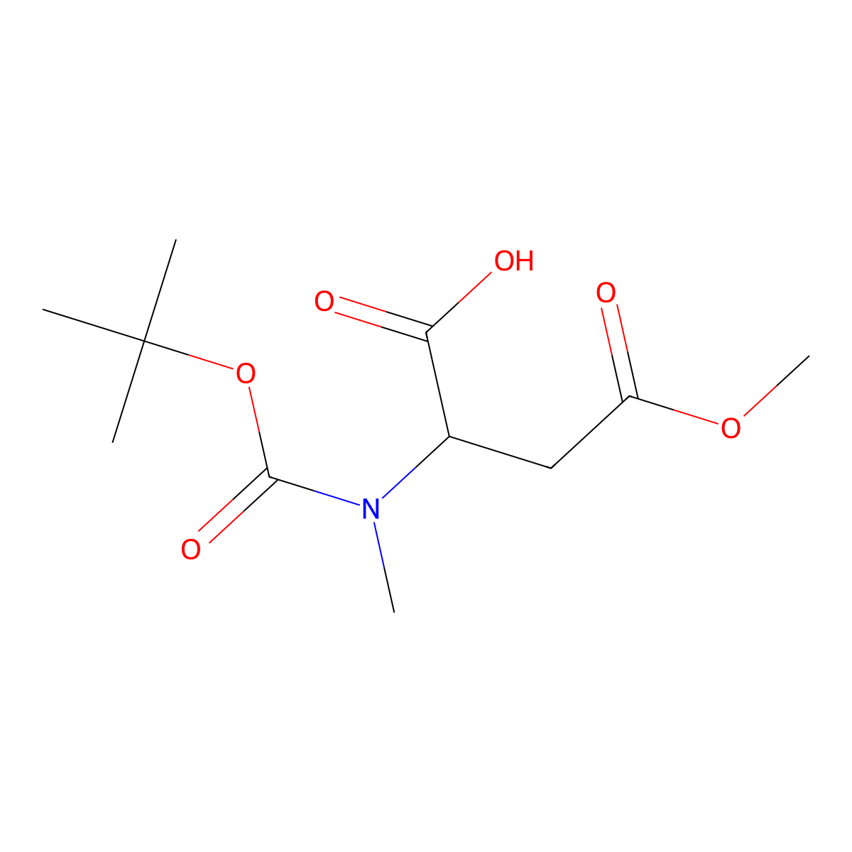 (S)-2-((tert-Butoxycarbonyl)(methyl)amino)-4-methoxy-4-oxobutanoic acid molecular structure, CAS 2044709-98-8