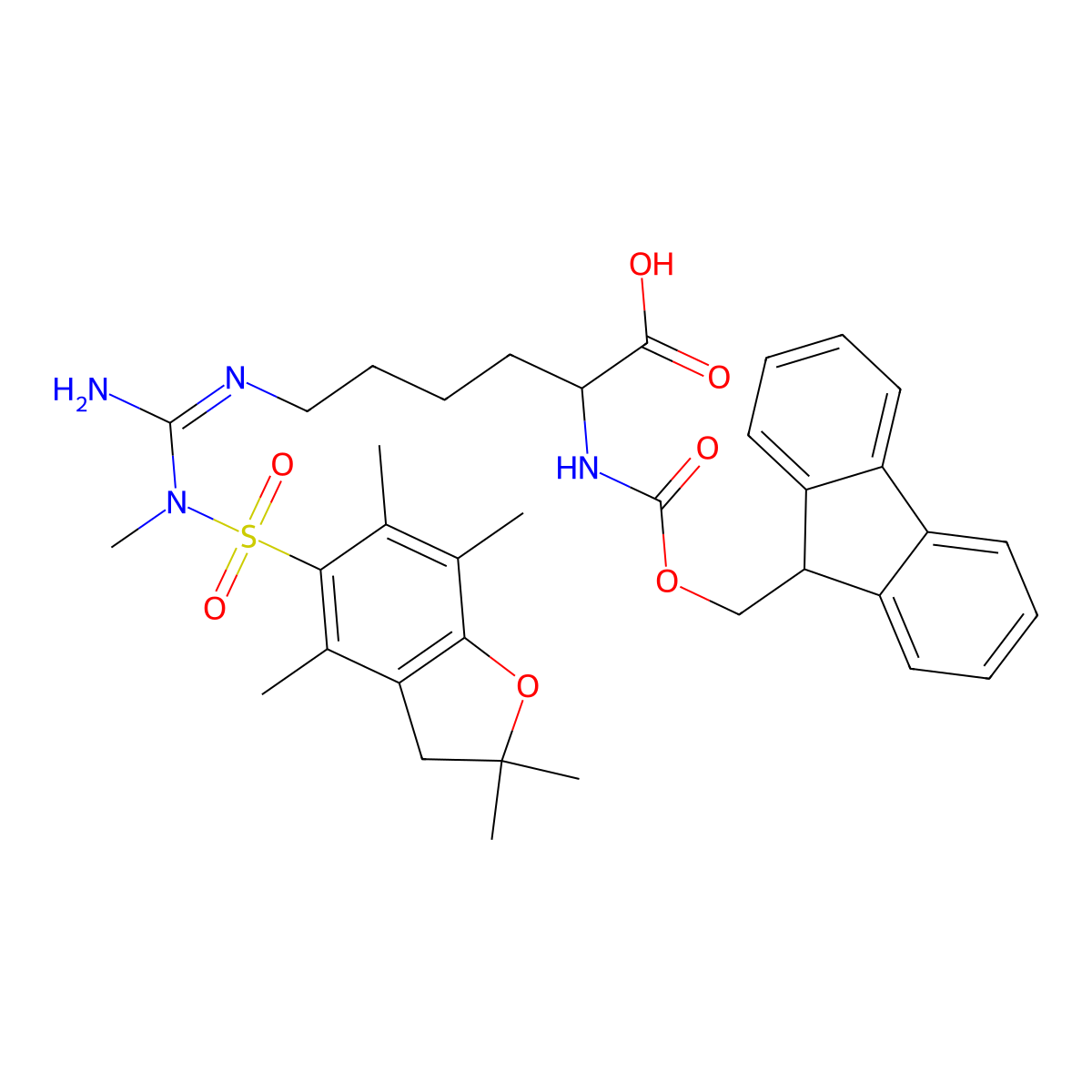 Fmoc-D-HomoArg(Me,pbf)-OH molecular structure, CAS 2044710-73-6