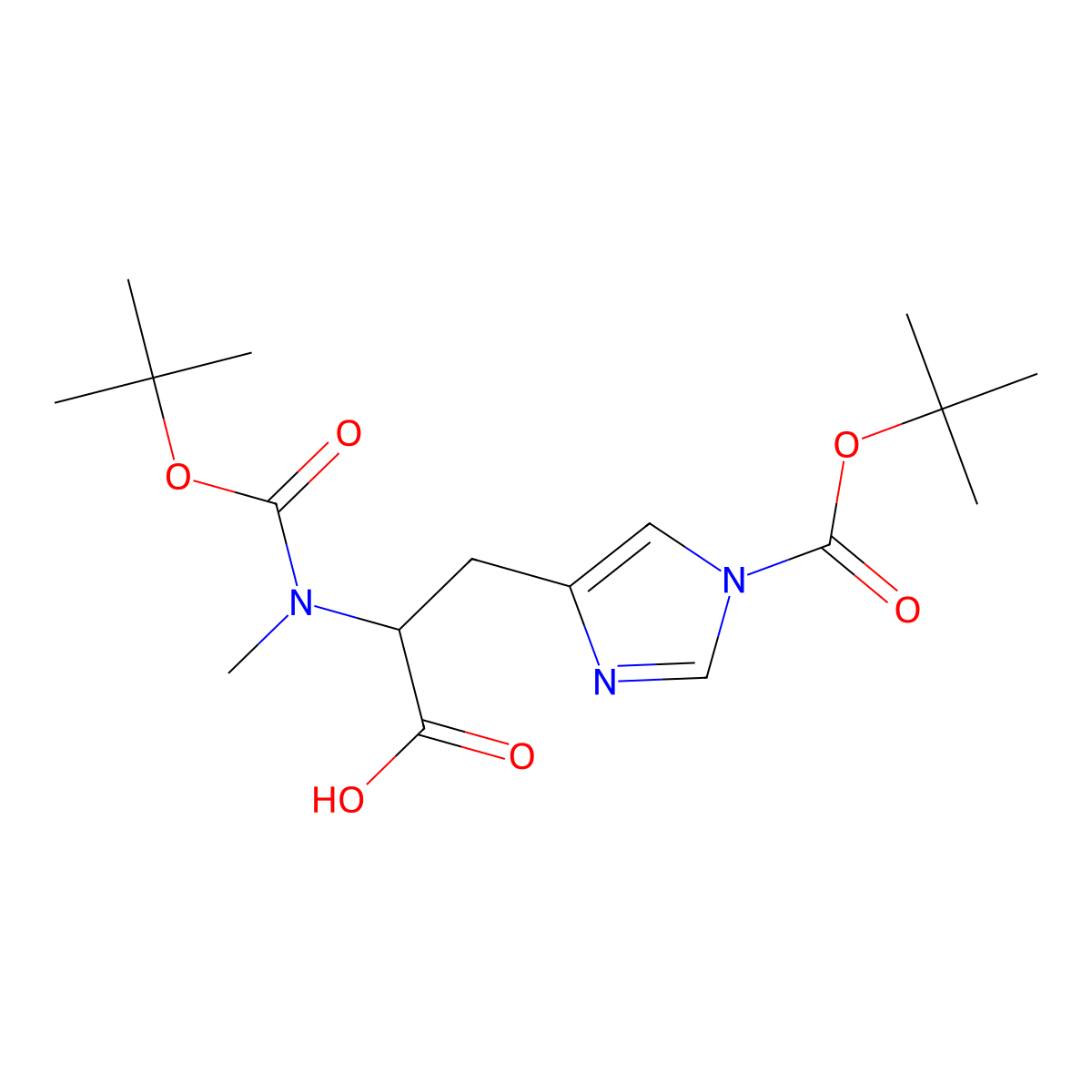 Boc-N-Me-D-His(Boc)-OH molecular structure, CAS 2044710-77-0