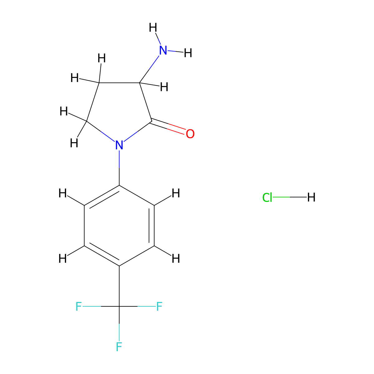 3-Amino-1-[4-(trifluoromethyl)phenyl]pyrrolidin-2-one hydrochloride molecular structure, CAS 2044712-54-9