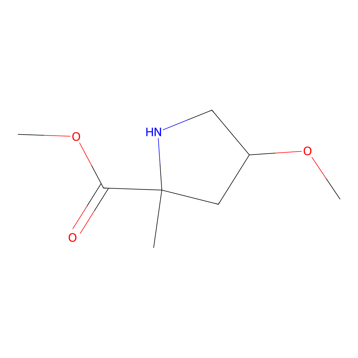 Methyl 4-methoxy-2-methylpyrrolidine-2-carboxylate molecular structure, CAS 2044712-56-1