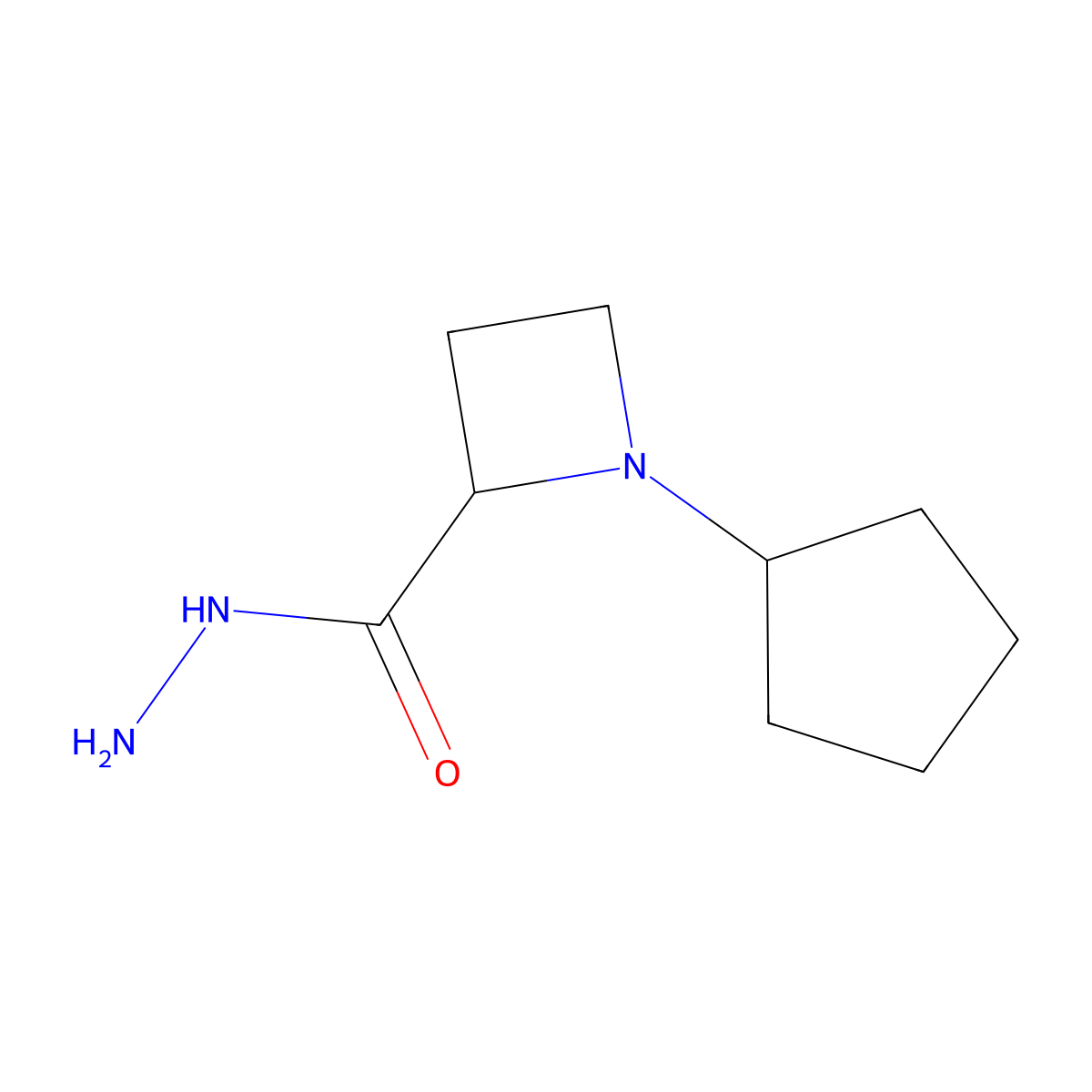 1-Cyclopentylazetidine-2-carbohydrazide molecular structure, CAS 2044712-57-2