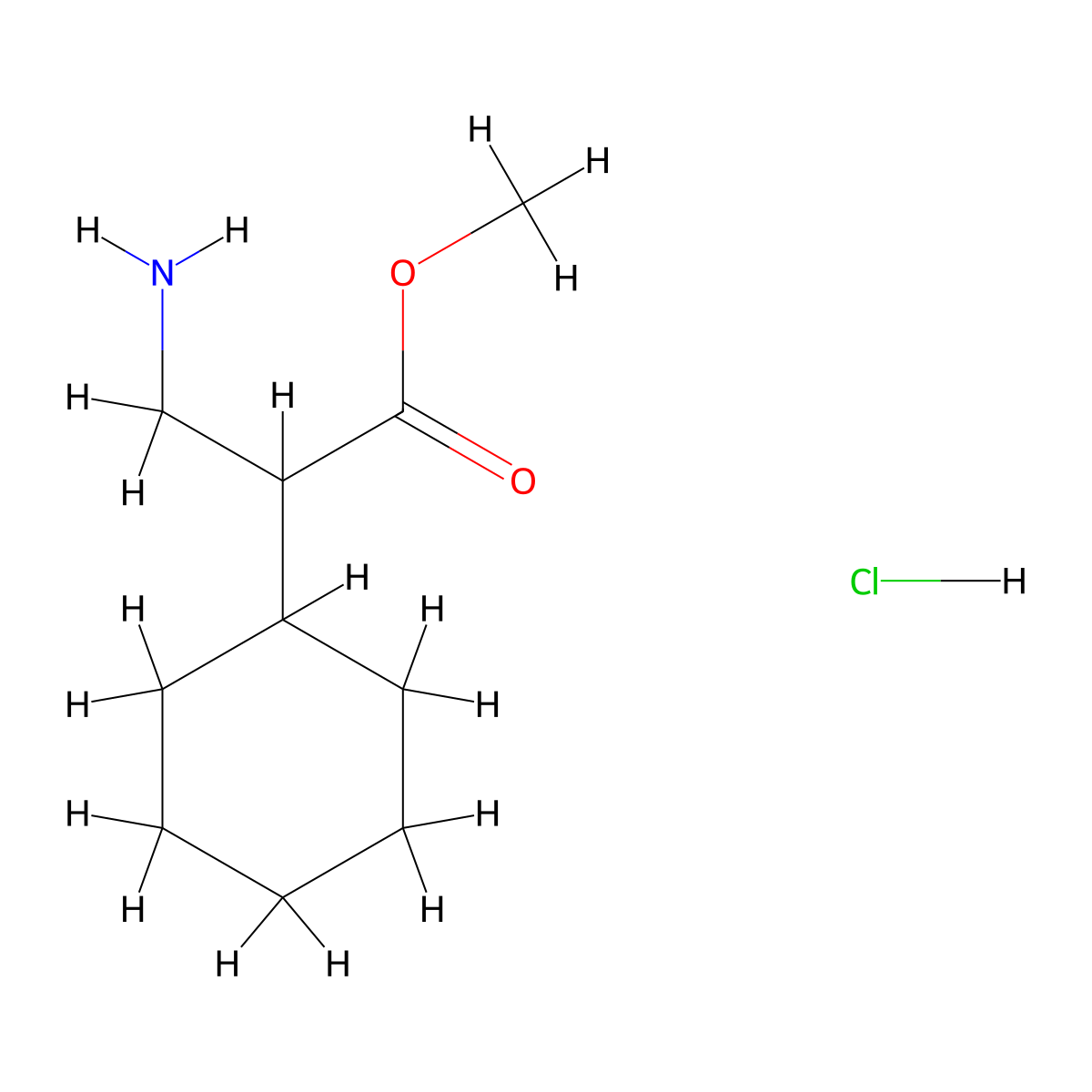 Methyl 3-amino-2-cyclohexylpropanoate hydrochloride molecular structure, CAS 2044712-59-4