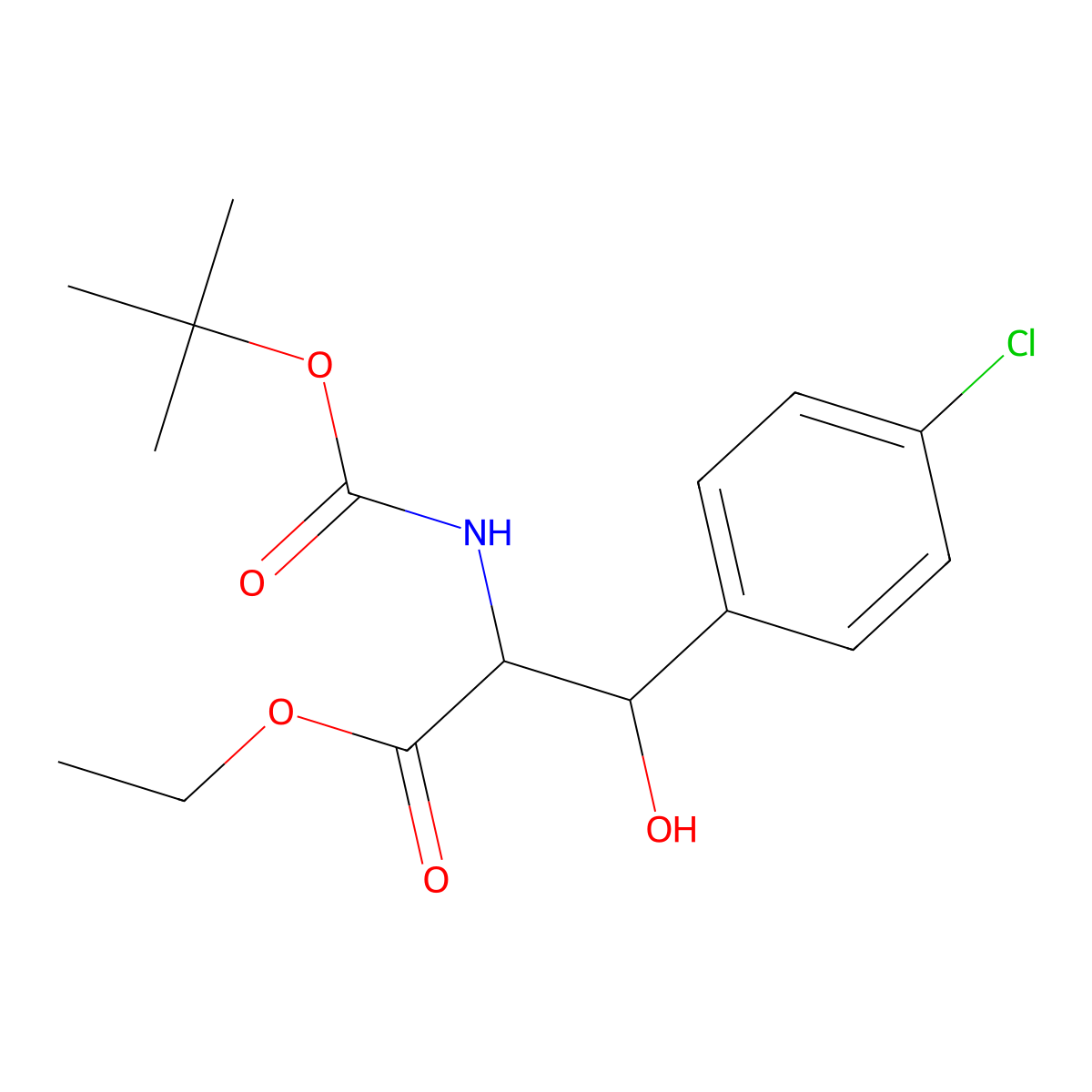 Ethyl 2-{[(tert-butoxy)carbonyl]amino}-3-(4-chlorophenyl)-3-hydroxypropanoate molecular structure, CAS 2044712-60-7