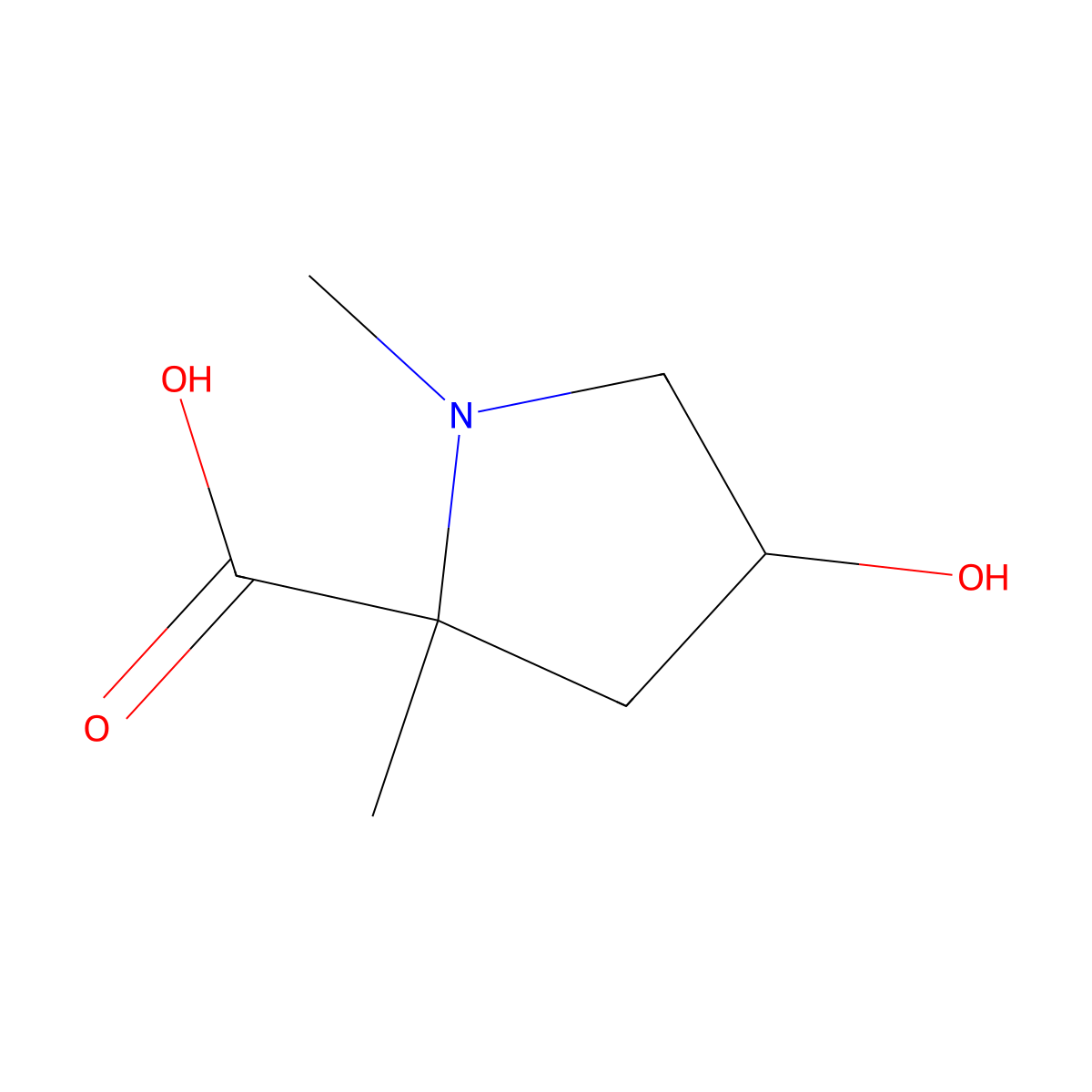 4-Hydroxy-1,2-dimethylpyrrolidine-2-carboxylic acid molecular structure, CAS 2044712-61-8
