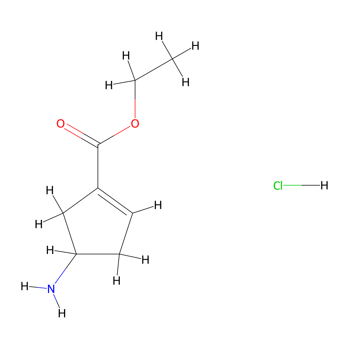 Ethyl 4-aminocyclopent-1-ene-1-carboxylate hydrochloride molecular structure, CAS 2044712-63-0