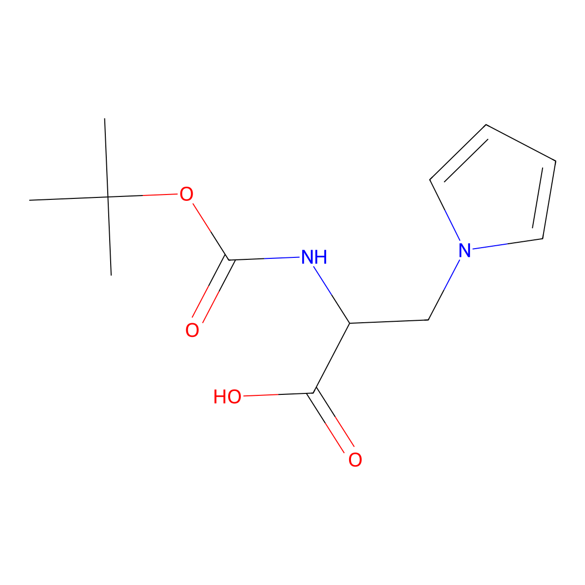 2-(((tert-butoxy)carbonyl)amino)-3-(1H-pyrrol-1-yl)propanoic acid molecular structure, CAS 2044712-64-1