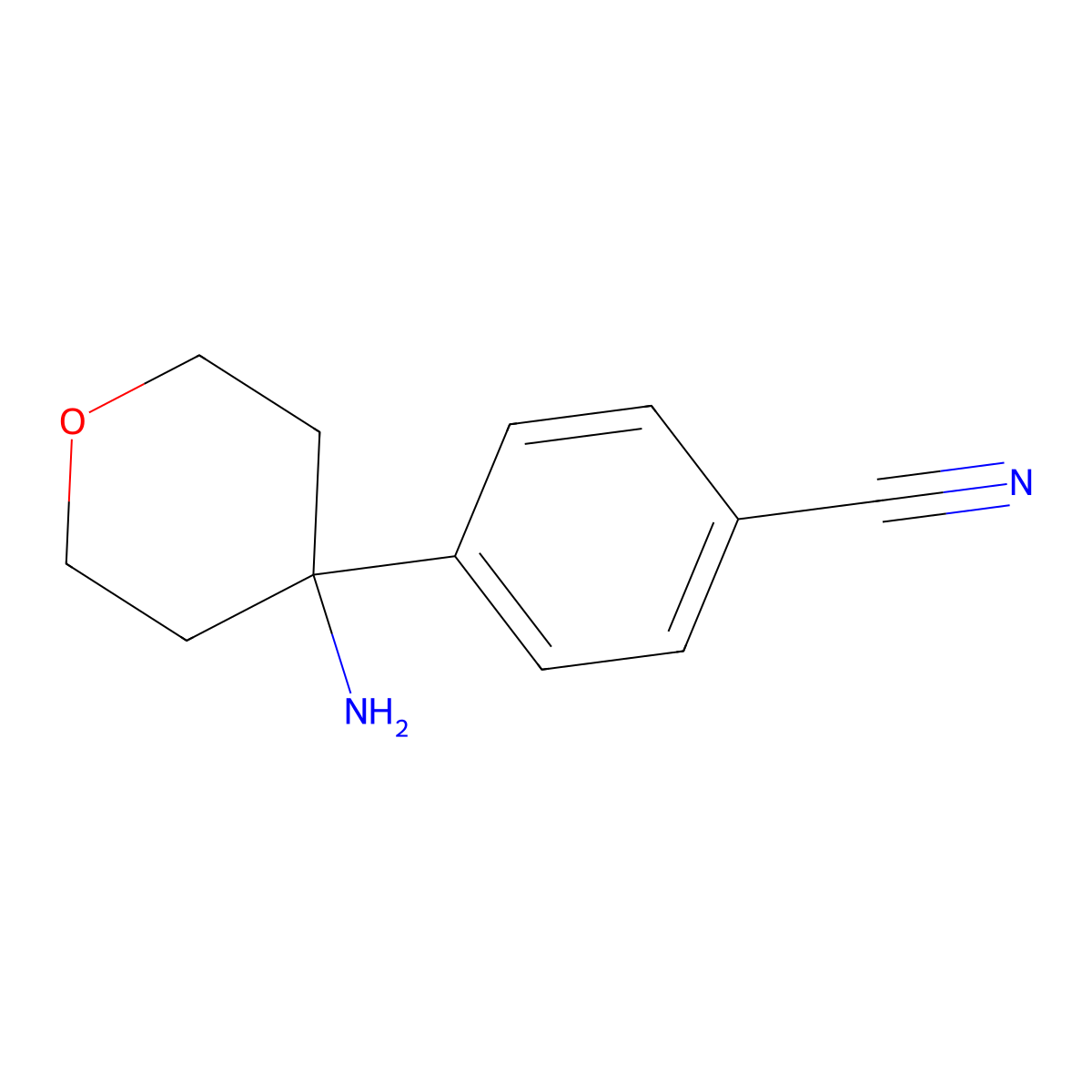4-(4-Aminooxan-4-yl)benzonitrile molecular structure, CAS 2044712-76-5