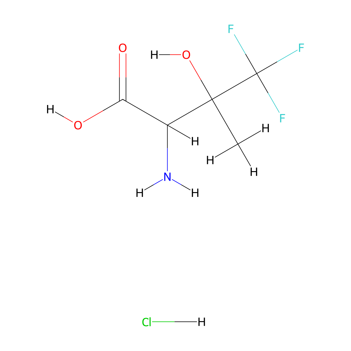 2-Amino-4,4,4-trifluoro-3-hydroxy-3-methylbutanoic acid hydrochloride molecular structure, CAS 2044712-78-7