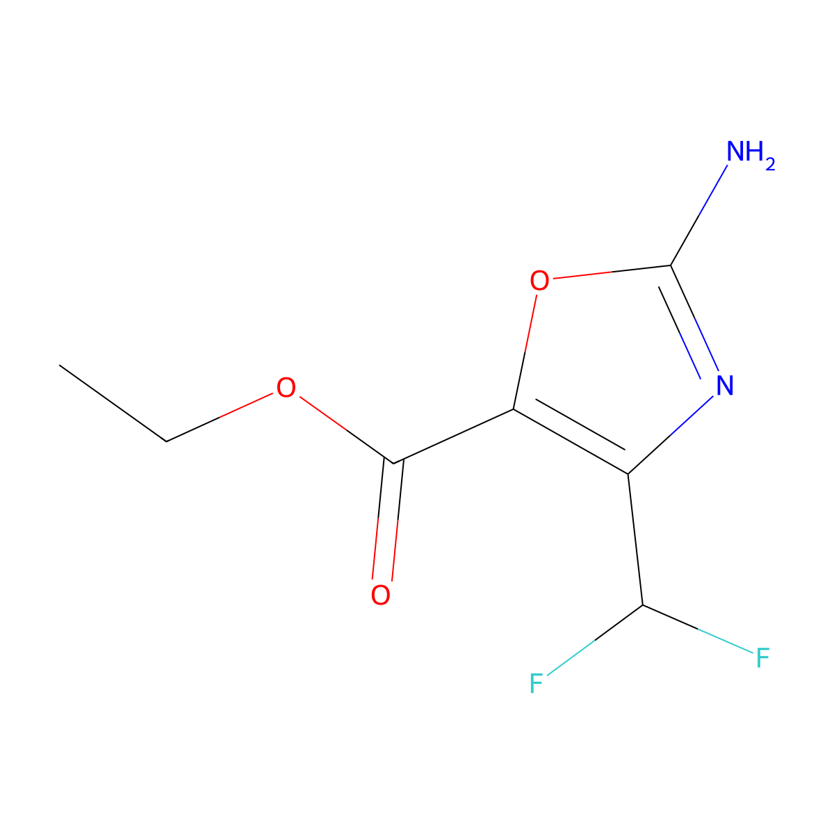 Ethyl 2-amino-4-(difluoromethyl)-1,3-oxazole-5-carboxylate molecular structure, CAS 2044712-87-8