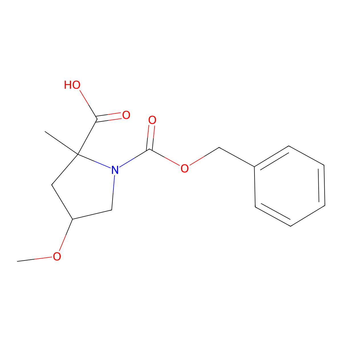 1-((Benzyloxy)carbonyl)-4-methoxy-2-methylpyrrolidine-2-carboxylic acid molecular structure, CAS 2044712-89-0