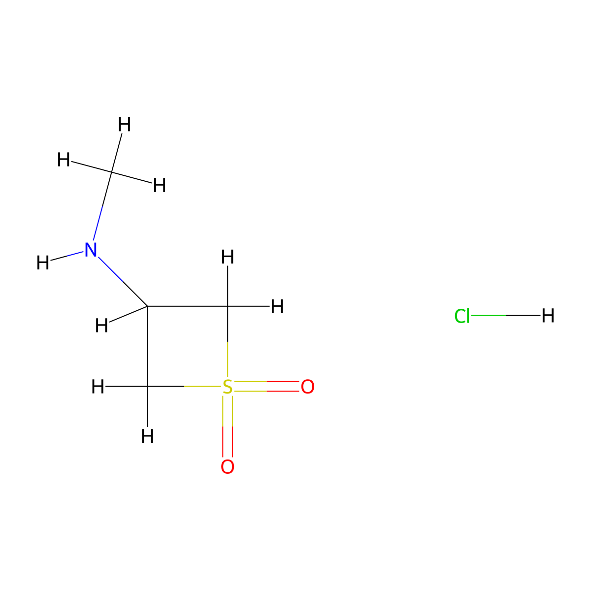 3-(Methylamino)-1lambda6-thietane-1,1-dione hydrochloride molecular structure, CAS 2044712-90-3