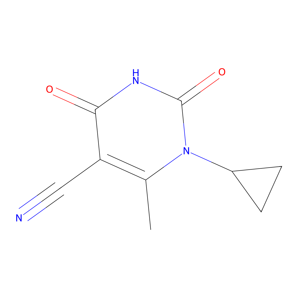 1-Cyclopropyl-6-methyl-2,4-dioxo-1,2,3,4-tetrahydropyrimidine-5-carbonitrile molecular structure, CAS 2044712-97-0
