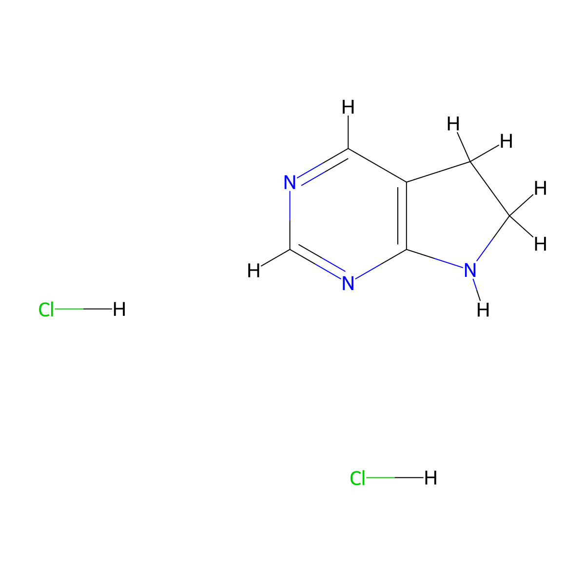 5H,6H,7H-pyrrolo[2,3-d]pyrimidine dihydrochloride molecular structure, CAS 2044712-98-1