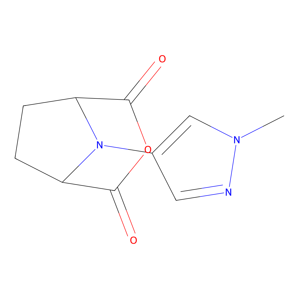 8-(1-methyl-1H-pyrazol-4-yl)-3-oxa-8-azabicyclo(3.2.1)octane-2,4-dione molecular structure, CAS 2044713-00-8