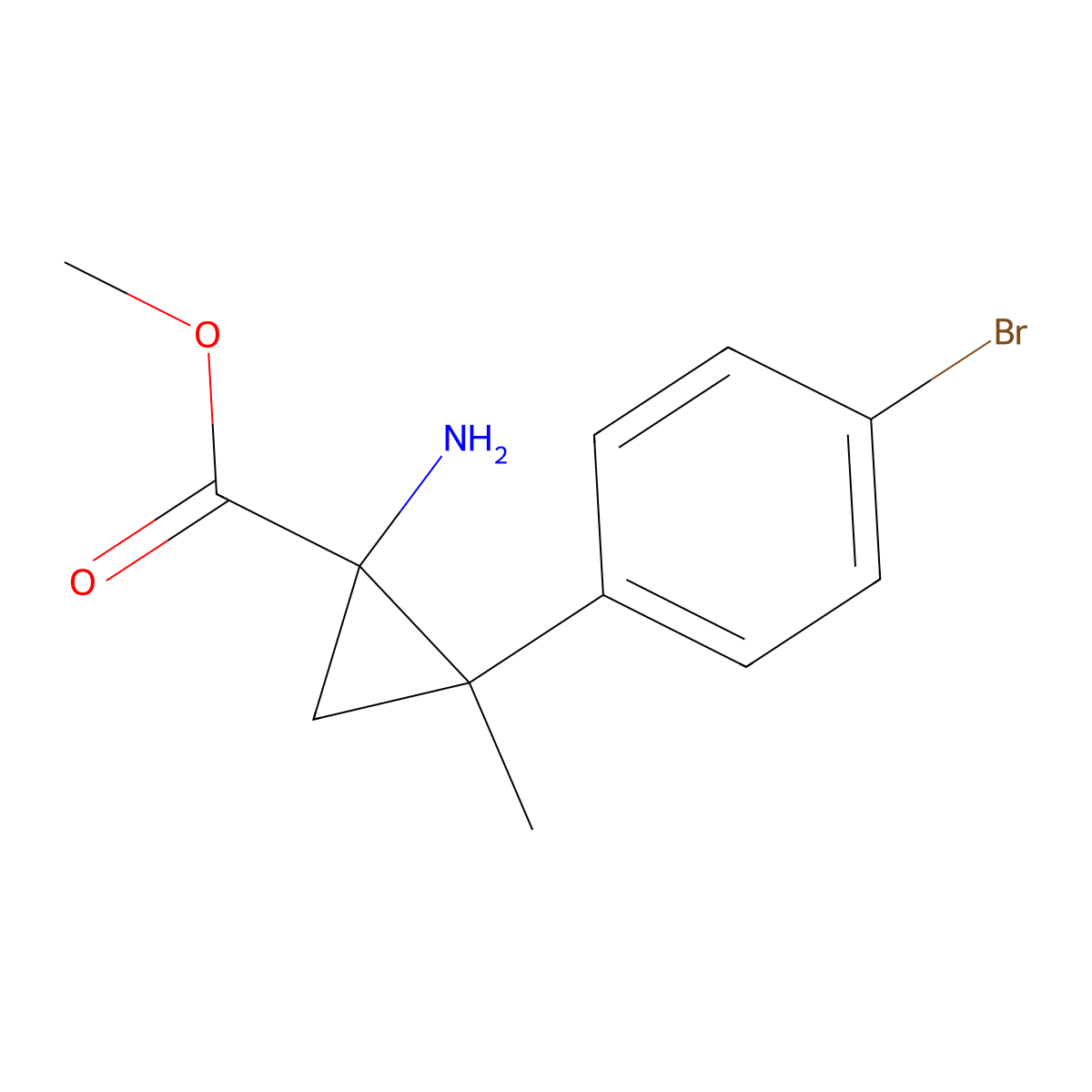 Methyl 1-amino-2-(4-bromophenyl)-2-methylcyclopropane-1-carboxylate molecular structure, CAS 2044713-04-2