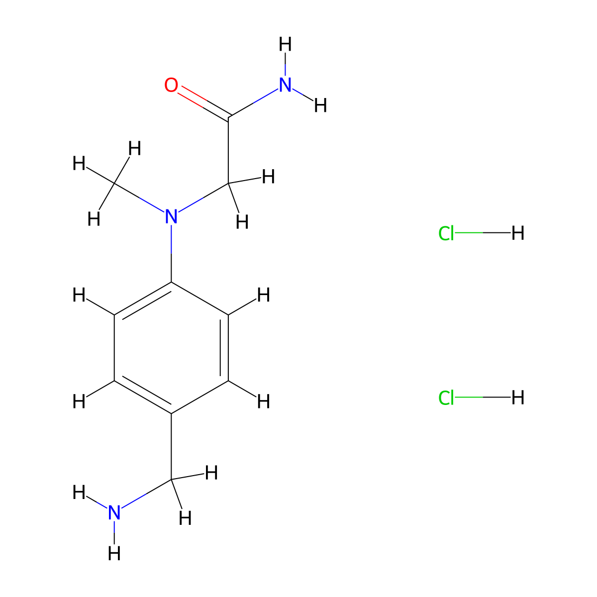 2-{[4-(Aminomethyl)phenyl](methyl)amino}acetamide dihydrochloride molecular structure, CAS 2044713-07-5