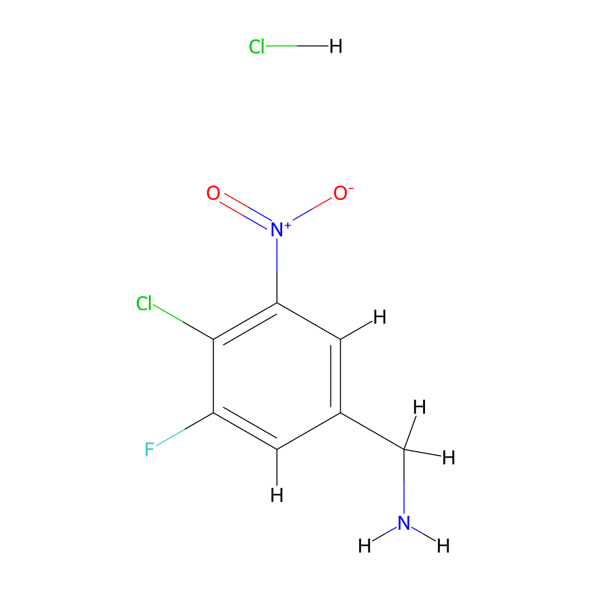 (4-Chloro-3-fluoro-5-nitrophenyl)methanamine hydrochloride molecular structure, CAS 2044713-08-6