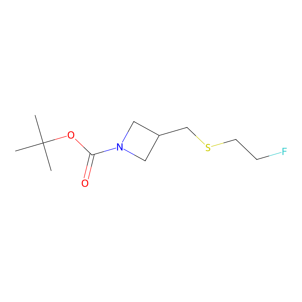 Tert-butyl 3-{[(2-fluoroethyl)sulfanyl]methyl}azetidine-1-carboxylate molecular structure, CAS 2044713-21-3