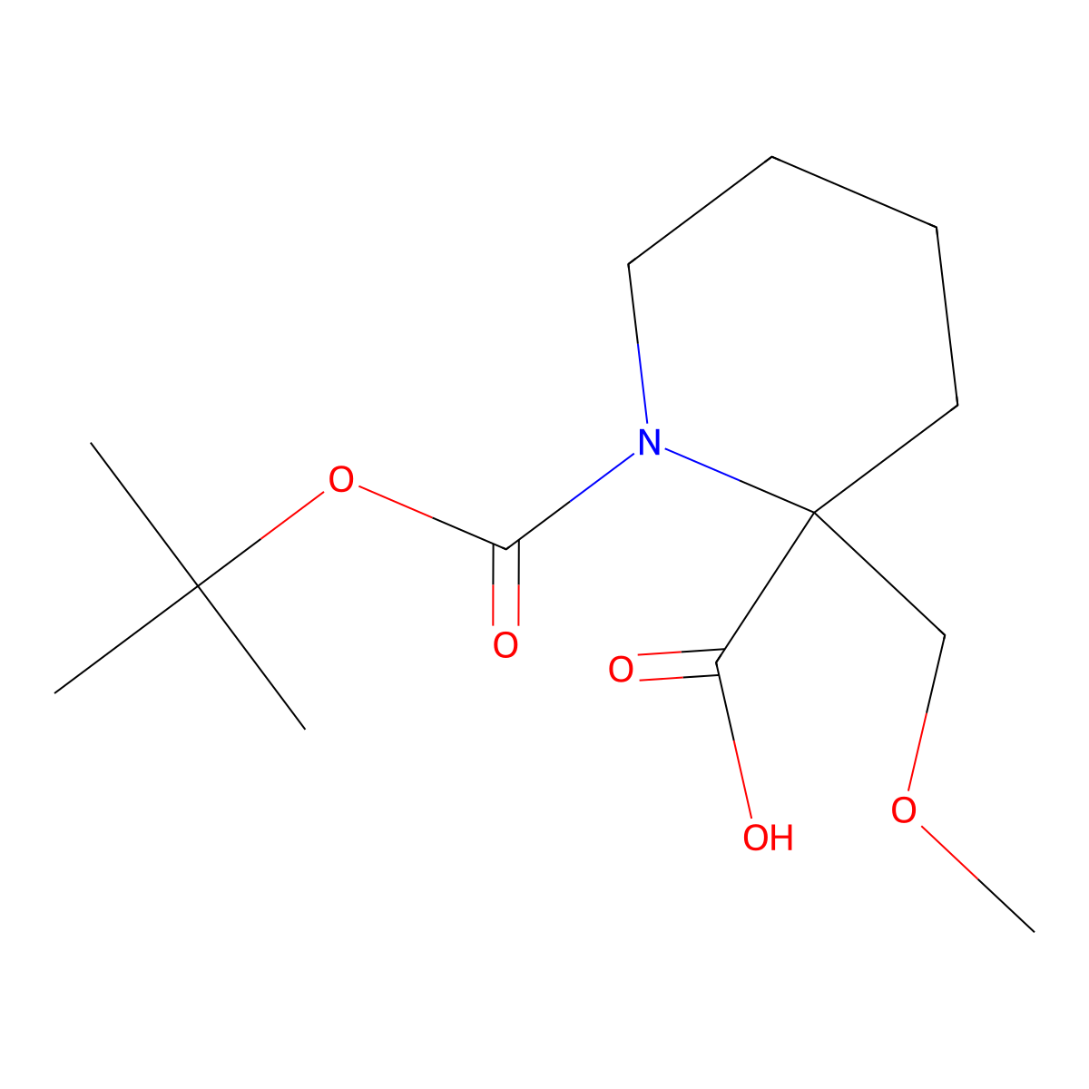 1-[(Tert-butoxy)carbonyl]-2-(methoxymethyl)piperidine-2-carboxylic acid molecular structure, CAS 2044713-23-5