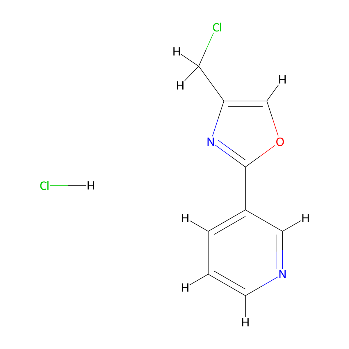 3-[4-(Chloromethyl)-1,3-oxazol-2-yl]pyridine hydrochloride molecular structure, CAS 2044713-24-6