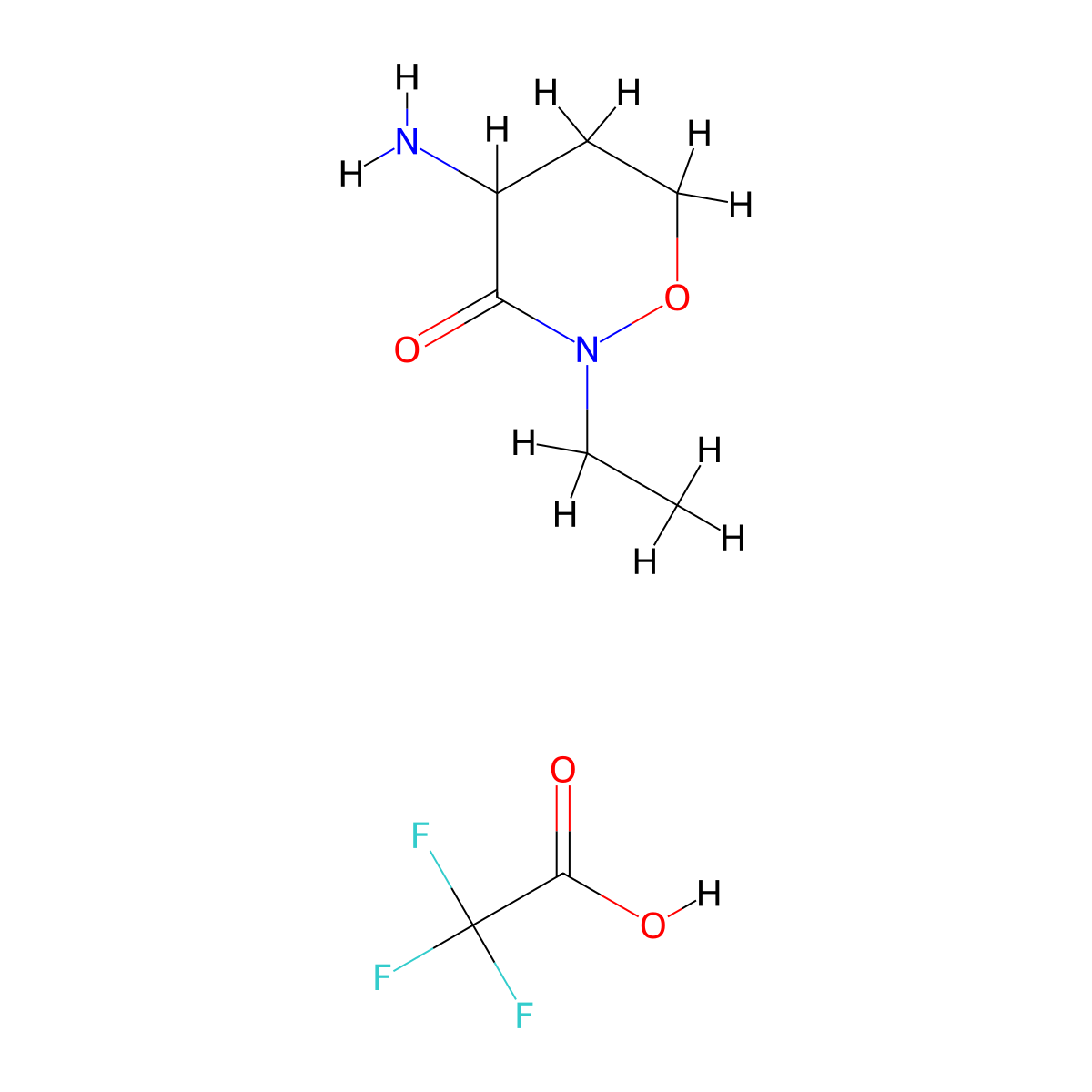 4-Amino-2-ethyl-1,2-oxazinan-3-one, trifluoroacetic acid molecular structure, CAS 2044713-27-9