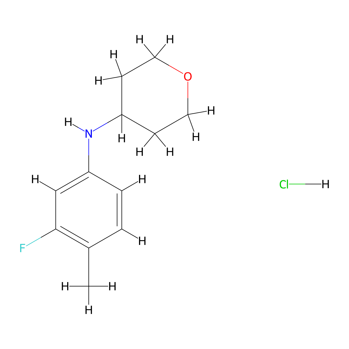 N-(3-fluoro-4-methylphenyl)oxan-4-amine hydrochloride molecular structure, CAS 2044713-30-4